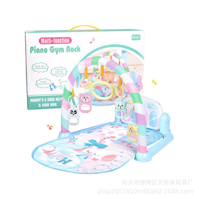 Piano pedal infantil estante de gimnasio bebés manta de arrastre neonatal multifuncional música iluminación piano electrónico almohadilla de juguete