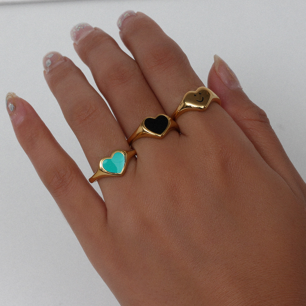 Sweet Heart Shape Smiley Face Stainless Steel Rings Stainless Steel Rings