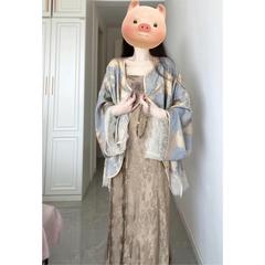 大きいサイズの太ったmm新中国風禅意春の高級感日焼け止めコートのストラップとスカートの2セット