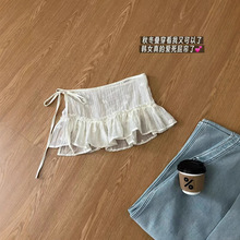 蕾丝屁帘女秋冬2025春季新品叠穿搭配裙帘时尚白色花边半身裙潮