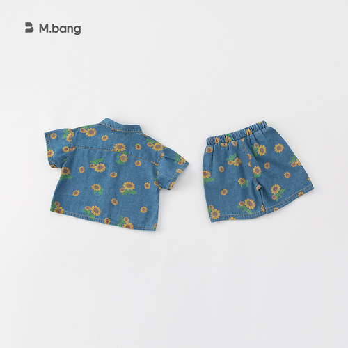INSbobo2024 Summer Casual Boys and Girls Denim Sunflower Suit Children's Suit Children's XT82054