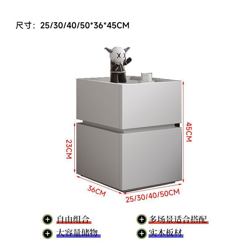 [서랍 2개가 포함된 WS001 침대협탁] 올 화이트 오크그레인