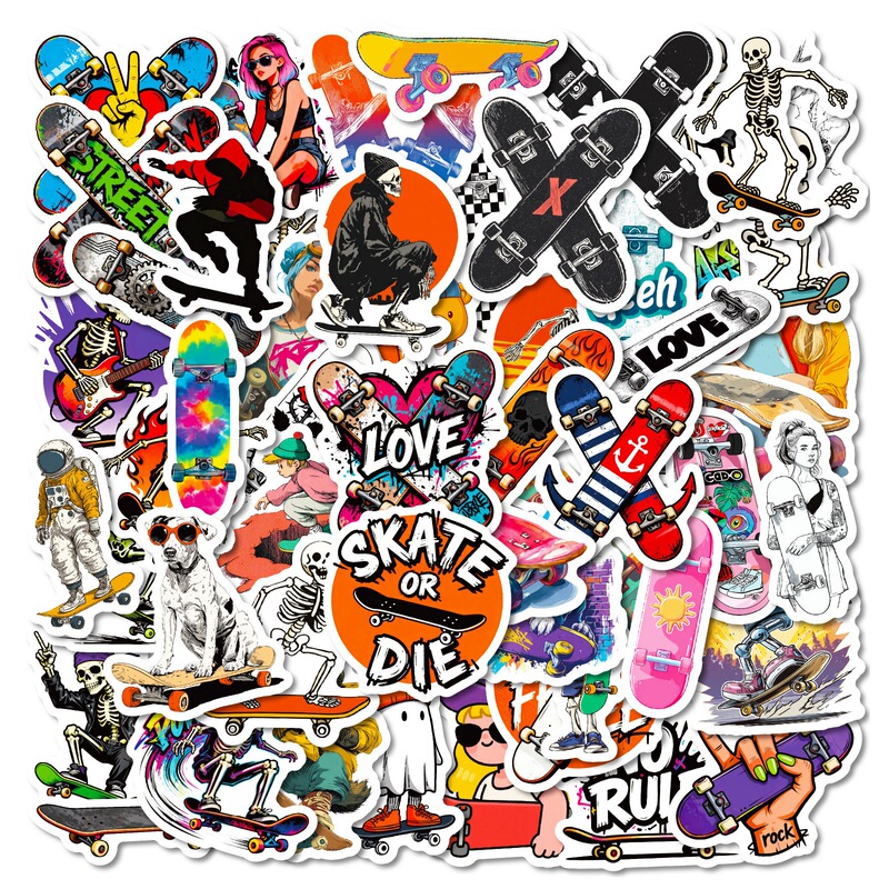 New 56-Piece Street Style Skateboard Culture Creative Sticker Set, Trendy Cool Skull Graffiti, Cross-Border Personalized Decoration Material Set New 56-Piece Street Style Skateboard Culture Creative Sticker Set, Trendy Cool Skull Graffiti, Cross-Border Personalized Decoration Material Set