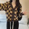 Real price Autumn and winter new pattern Long sleeve lattice have cash less than that is registered in the accounts sweater Cardigan