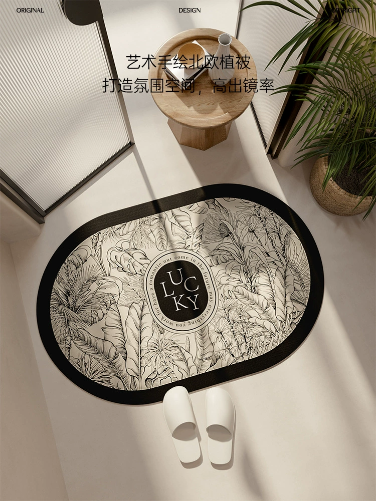 Cross-border Amazon retro style floor mat kitchen bathroom door carpet bathroom anti-slip absorbent diatom mud soft cushion