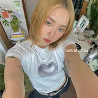 Niche Designer, Новая Металлическая Приталенная футболка с круглым вырезом и короткими рукавами для женщин