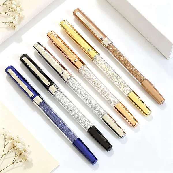 Crystal diamond pen, fashionable promotional gift, signature pen, gel pen, high aesthetic business office metal pen, customizable