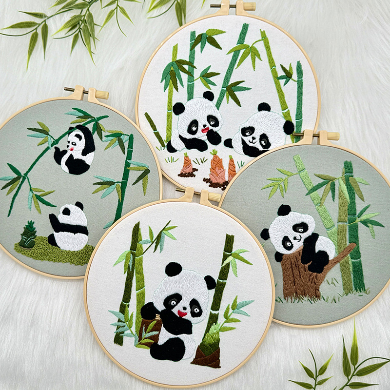 Lu bordado panda gigante bordado diy material de bordado manual Bao Guofeng bordado ramo tridimensional inglés simple cuelgue pintura