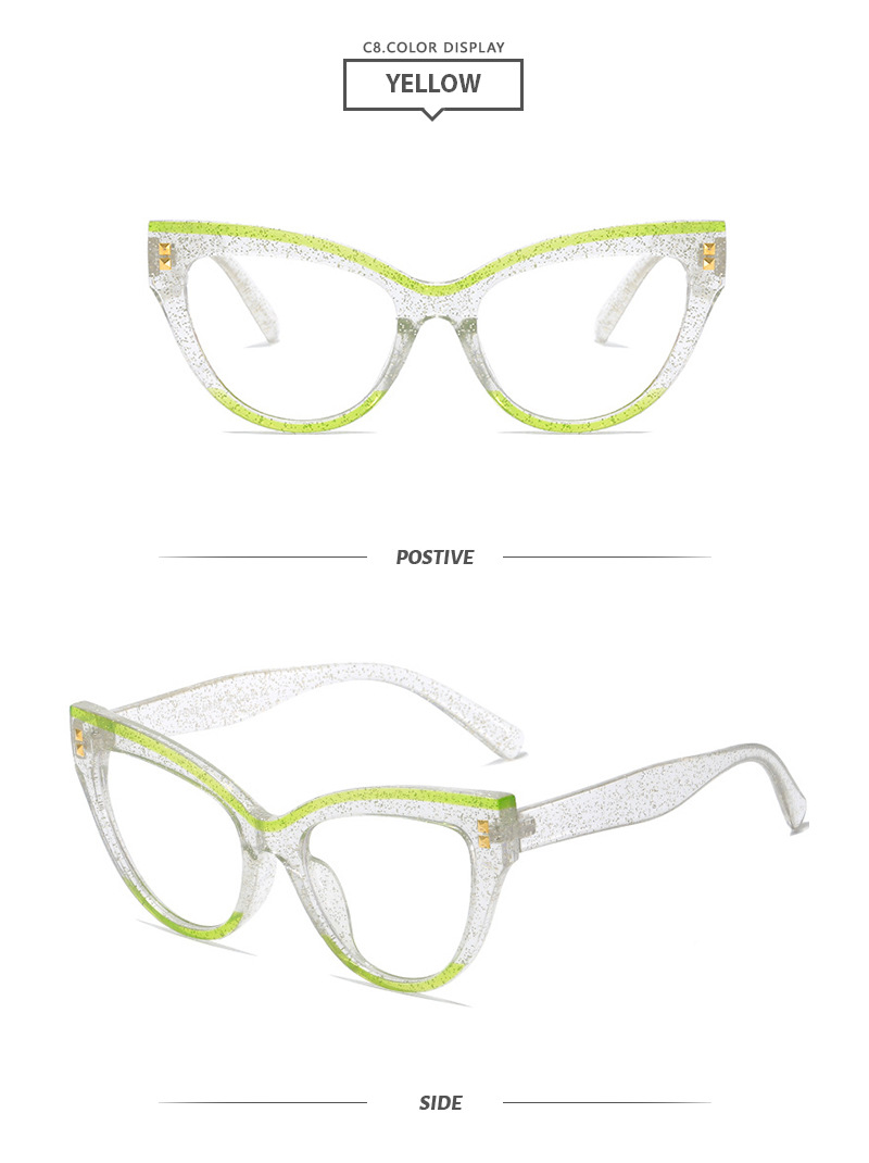 45g Weight Full Frame Glasses Structure Glasses Classification PC Lens Material Square Glasses Style Street Occasion Color Block Pattern Women'S Gender Retro Style Retro Color Block PC Square Full Frame Optical Glasses 10