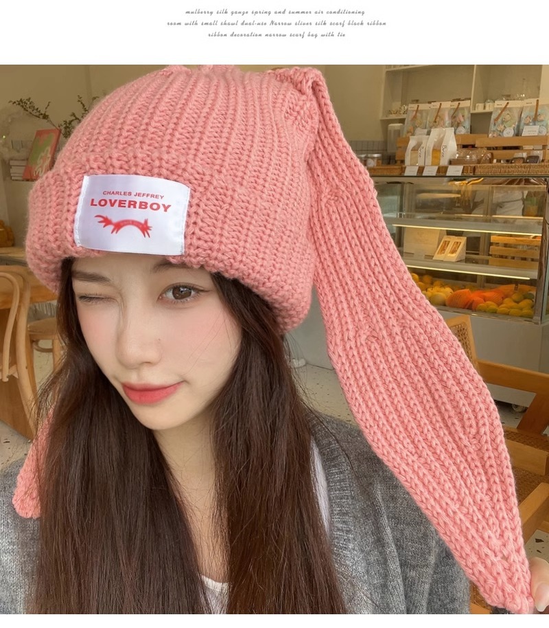 Han China-Chic brand design niche rabbit wool autumn and winter ear protection warm knitted hat children_voghion.com