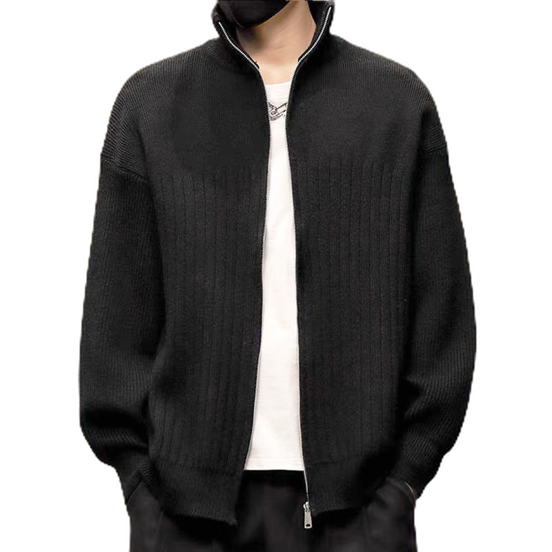 Explosiones transfronterizas de tamaño grande europeo Cardigan suéter de punto hombre chaqueta de color sólido chaqueta de fábrica de marea al por mayor