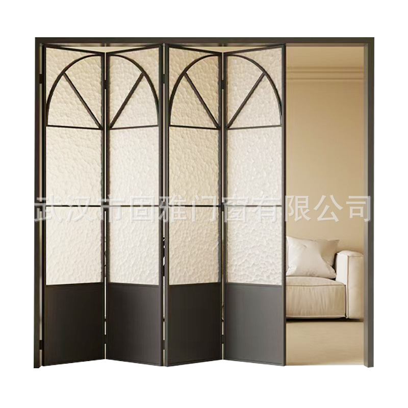 Portas correderas plegables retro franceses de panal de abeja sala de estar cocina balcón tres puerta de vidrio de enlace