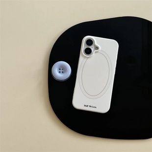 Korean Style Ins Cool Style Simple Lines Suitable for Apple 15Promax Small Fresh Blue Button Holder Mobile Phone