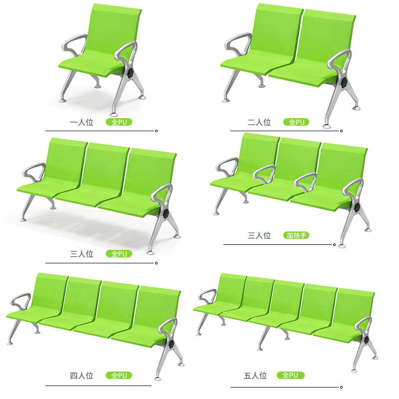 Fabricantes de suministro de moda pu cojín de cuero silla de aeropuerto de clase silla de fila de pasajeros tres sillas de espera silla de espera esqueleto de metal image 4