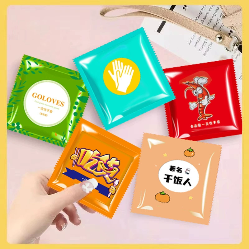 Одноразовые перчатки в индивидуальной упаковке для пищевых продуктов для барбекю на вынос Творческая Личность две маленькие упаковки утолщенные