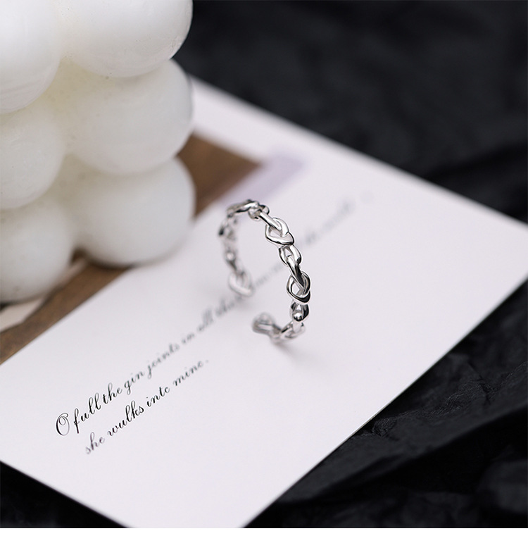 Bague en argent pur haut de gamme pour femme, personnalité à la mode, tempérament de luxe léger, design de niche, bague à bouche ouverte_voghion.com