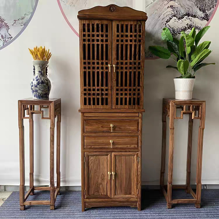Old Elm Solid Wood Buddhist Altar Cabinet Chinese-Style Offering Table Guanyin Shrine Home Incense Table God of Wealth Cabinet