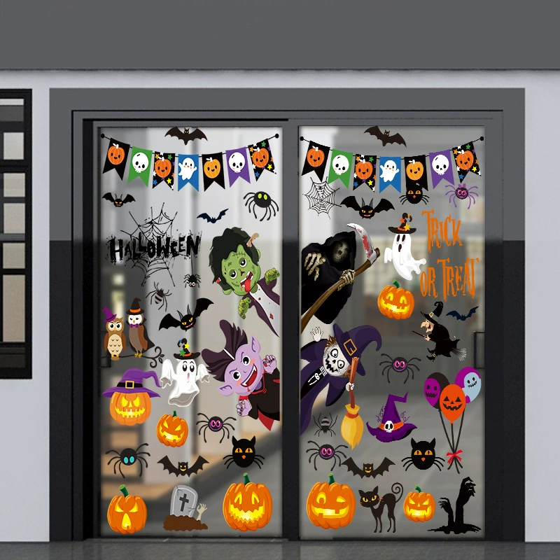 Хэллоуин настенные наклейки трансграничные Amazon Популярные Небольшие спецификации электростатические оконные наклейки стеклянные дверные наклейки Мультяшные наклейки