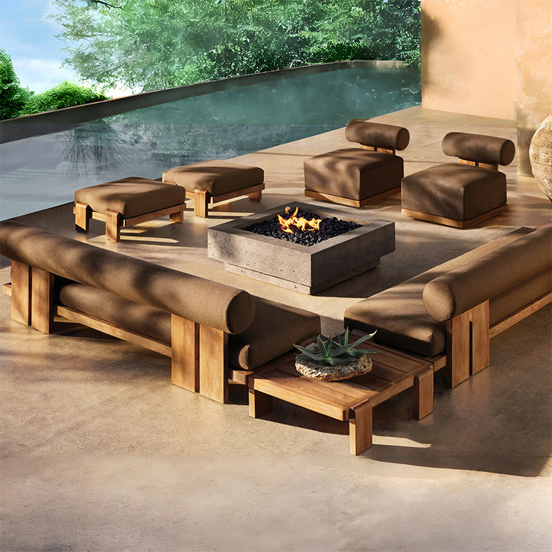 Sofá al aire libre mesa y silla combinación mesa de centro mesa y silla patio villa hotel restaurante jardín impermeable protección solar ocio nórdico
