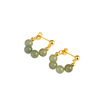Retro small design advanced short brand earrings jade, French retro style, high-quality style