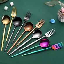 不銹鋼勺子韓式勺長柄勺便攜餐具葡萄牙餐具勺叉食堂學生調羹飯盒
