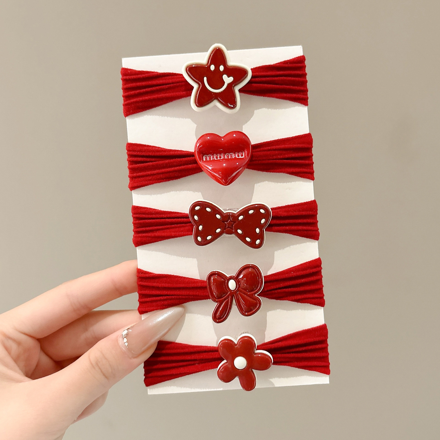 Niños rojos de Año Nuevo cabello de cabello de alta elástica cabello de cabello de cola de caballo de cabello no lastimar correa de cabello tocado