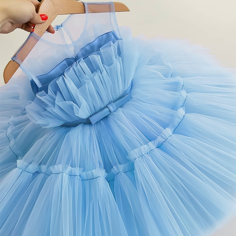 Banquet Occasion Round Neck Neckline Fashion Solid Color Cotton Blend Polyester Girls Dresses