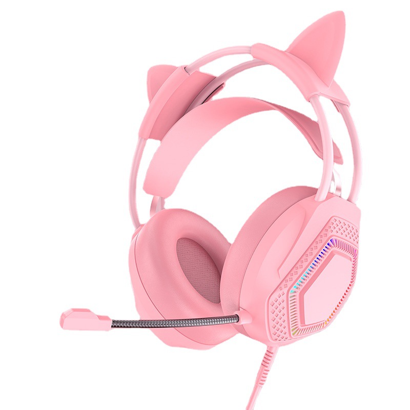 Dongguan Shunxin meistverkauftes Overear-RGB-Licht rosa Katzenuhr-Gaming-Headset H601 süßes Gaming-Headset