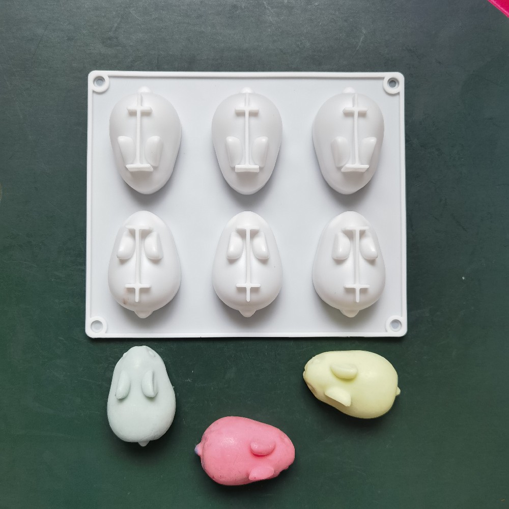 6-piece Rabbit Small 404 Mousse Cake Chocolate Silicone Mold Pastry Jelly Bread Mold Baking Tool
