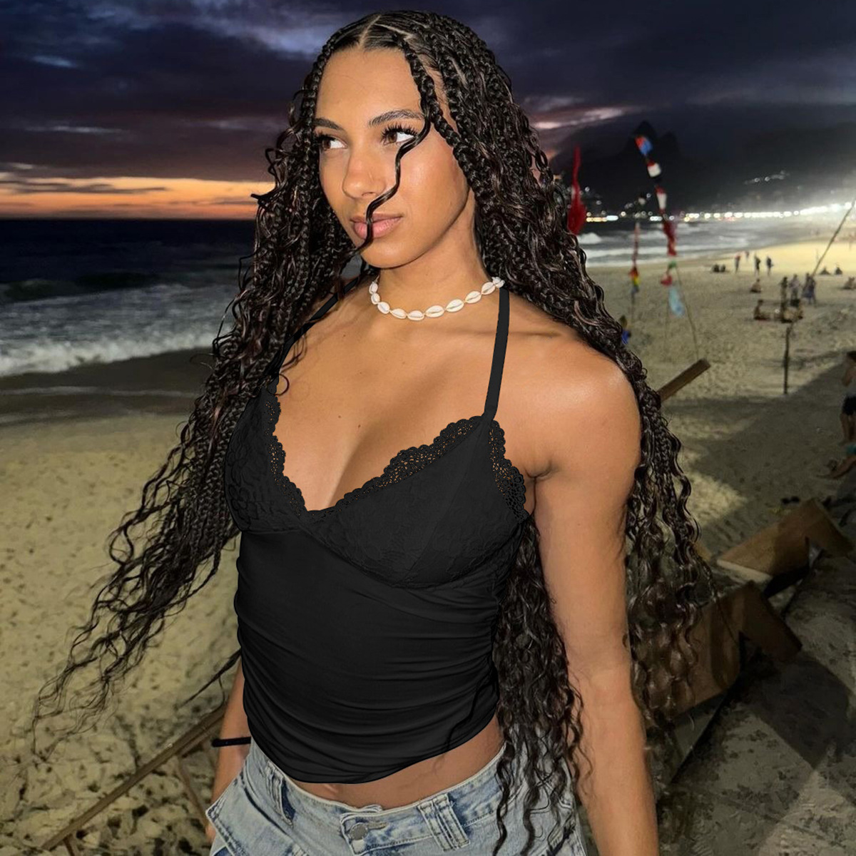Women's Clothing Women's Lace Trim Backless Strapless Bralette Vest Fashionable Sexy Style Autumn For Formal & Casual For Women_ecoleips.com