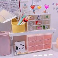 ins Jiugongge dust-proof drawer-type storage box transparent dormitory desktop student organizing stationery box jewelry storage
