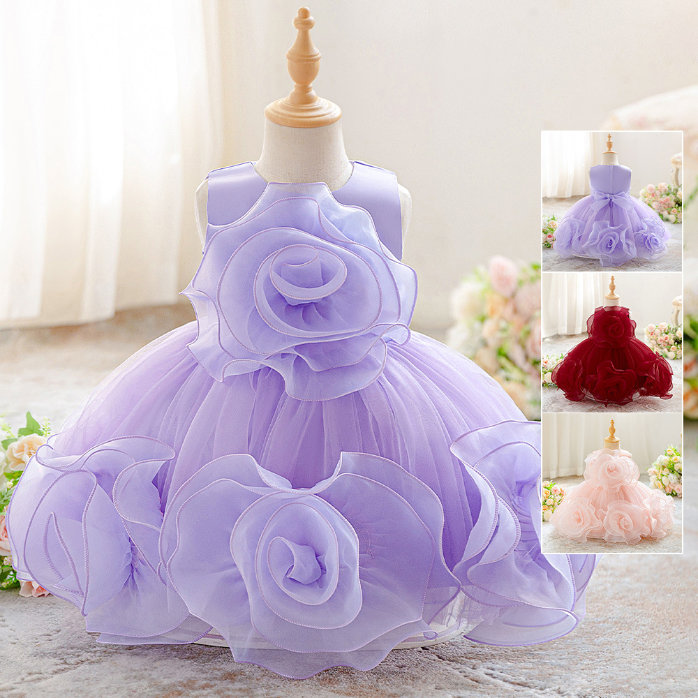 Vestido para niños de Amazon, vestido de princesa, vestido de flor, vestido de fiesta de niña de flores, vestido de noche de un año de bebé