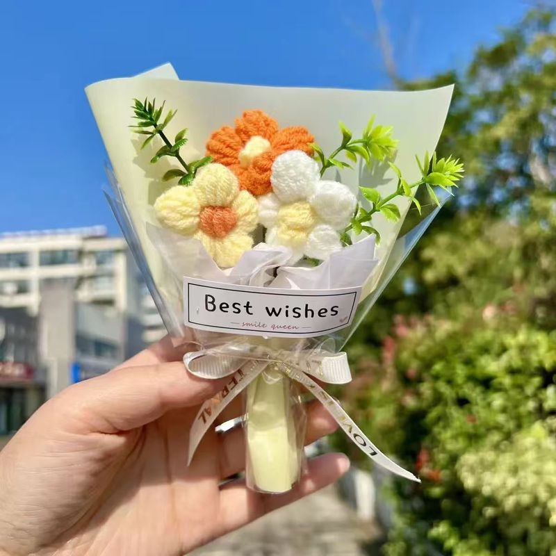 迷你毛线花仿真清新小花束生日送妈妈母亲节小礼物伴手礼搭配520|undefined
