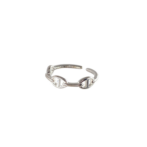 Korean pig nose chain S925 sterling silver open index finger ring for women cold style fashion personality  new style