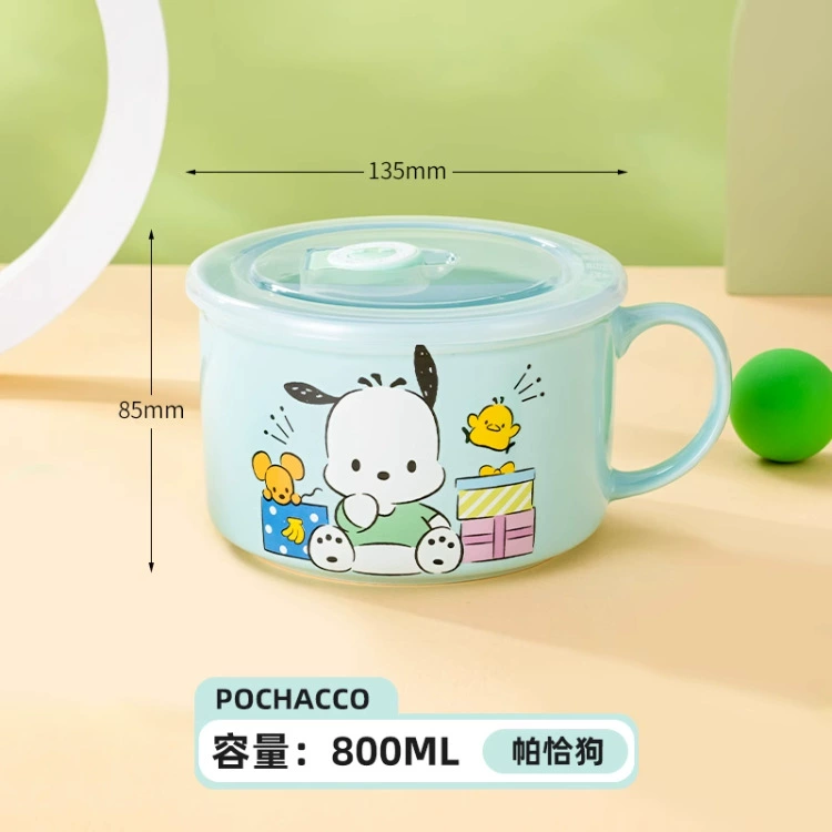 Ge Jiezhi Sanrio керамическая миска для быстрого приготовления лапши с крышкой, запечатанная и свежая миска для студентов, личная ланч-бокс