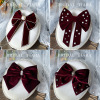Evening dress for bride, retro burgundy hair accessory, hairgrip with bow, advanced wedding dress, high-quality style