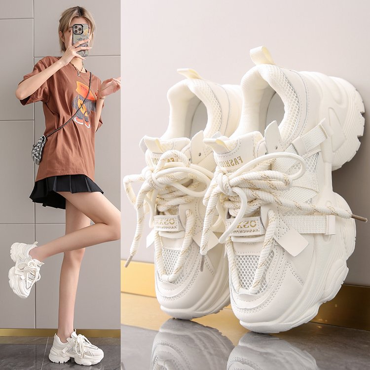 Mesh Breathable Dad Shoes for Women, Thin Style, 2026 Summer New Model, Height-Increasing Soft Sole, Non-Slip Sports Shoes