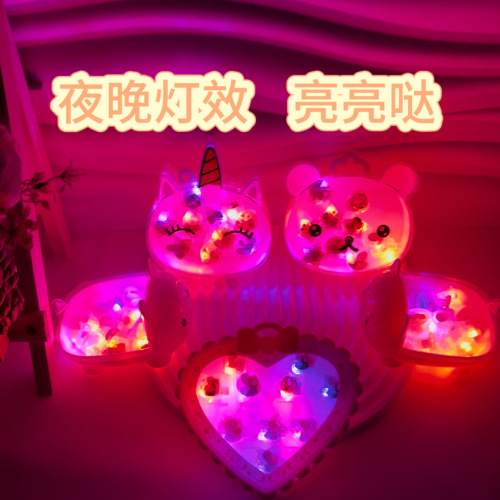 Children's Elsa Glowing Ring Gift Box Kindergarten Small Gift LED Finger Light Frozen Flashing Ring