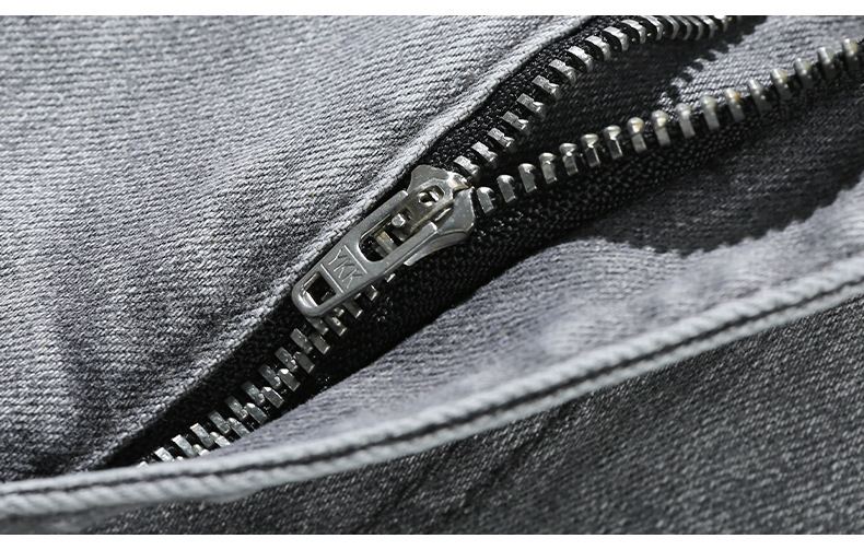 2023 Spring/Summer new solid-color jeans for men, washed light gray distressed pants with frayed edges, American straight-leg pants pic 24