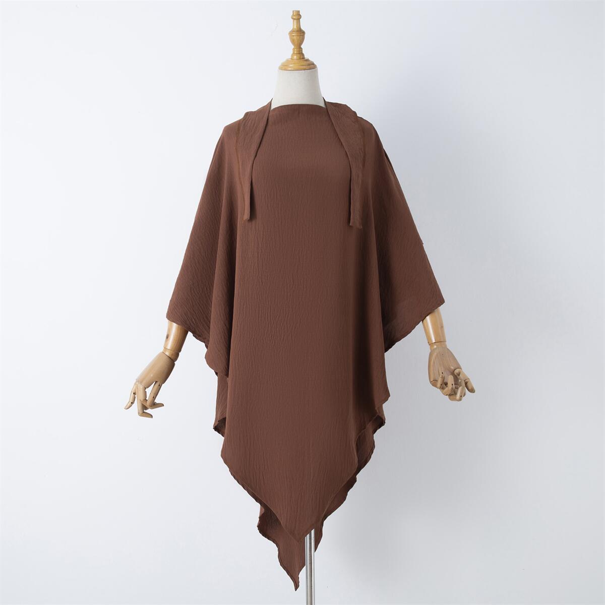 Damenbekleidung einfarbige Spitze Muslim Doppelschicht Kopftuch_voghion.com