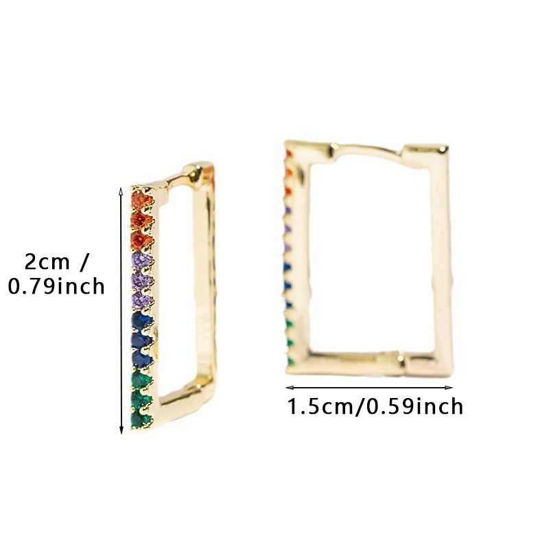 5g Weight 304 Stainless Steel Ear Needle Material Zircon Inlay Material Hoop Earrings Classification 1 Pair Casual Elegant Geometric Plating Copper Zircon Hoop Earrings