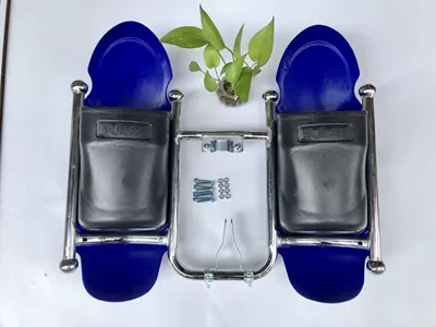 Bumper Guard with Cover Storage: Motorcycle bumper - black-iron-blue-windshield-without-cover
