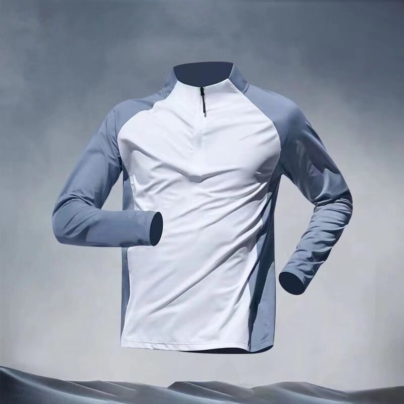 Comercio exterior semi-cremallera entrenamiento hombre velocidad ropa seca manga larga primavera y otoño verano deportes de atletismo camiseta de carrera