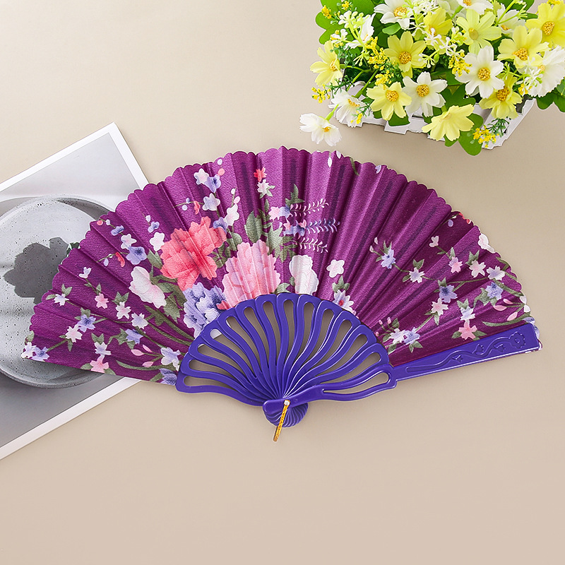Fábrica de artesanías Chunyu fotografía de estilo antiguo cheongsam tela color quilla flor de cerezo 2 ventilador plegable resistente image 9