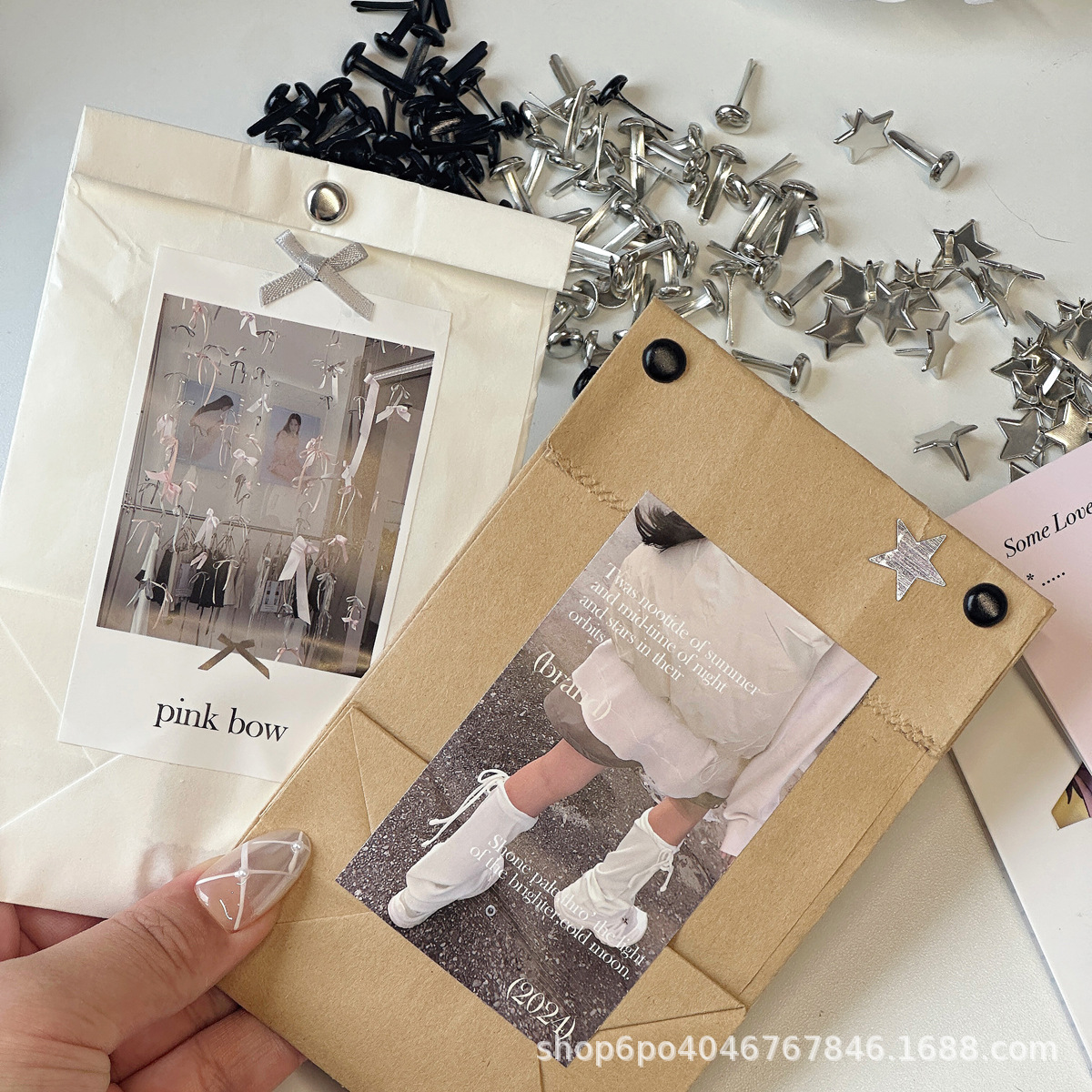 Hand account INS card fixed two-foot nail DIY round rotating fixed nail accessories card packaging small accessories