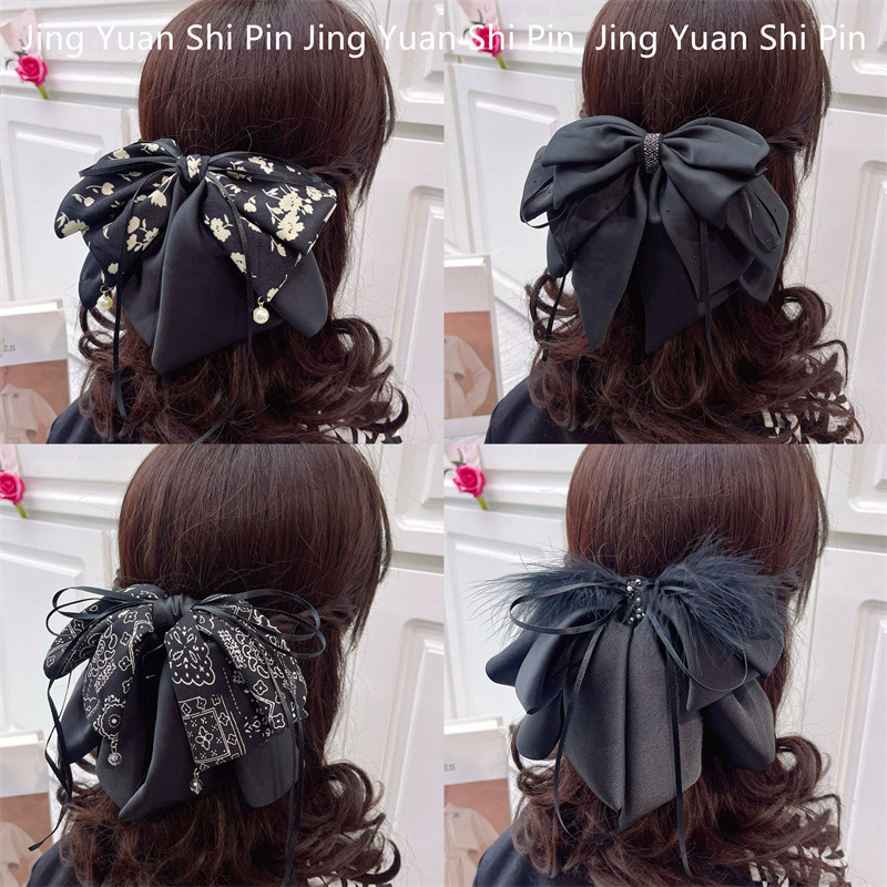 韩版蝴蝶结布艺马尾抓抓夹后脑勺蝴蝶结发卡横夹发饰马尾夹马尾抓