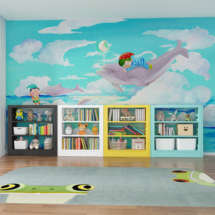 Customized Kidsren's Bookshelf Small Steel Floor-To-Ceiling Wall-Mounted Home Library Iron Toy Storage Rack Low Book