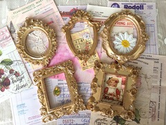 Ins style golden European style embossed resin small photo frame empty frame carved hand account material decorative material photo