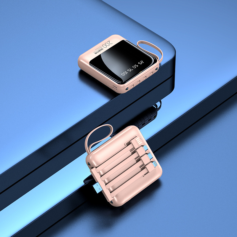 Power bank de 10000 mAh al por mayor, gran capacidad con cable integrado, carga rápida, regalo promocional con LOGO personalizado