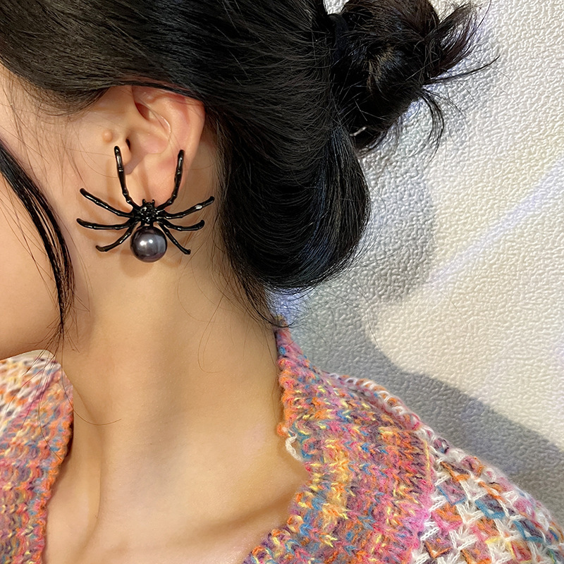 Retro Punk Gothic Bat Spider Skull Drop Earrings For Halloween_voghion.com